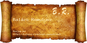 Balázs Romulusz névjegykártya